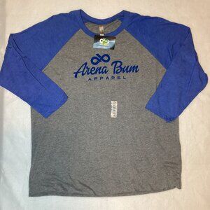 Arena Bum Apparel Raglan Shirt Next Level Size 2XL Blu/Gry New W Tags